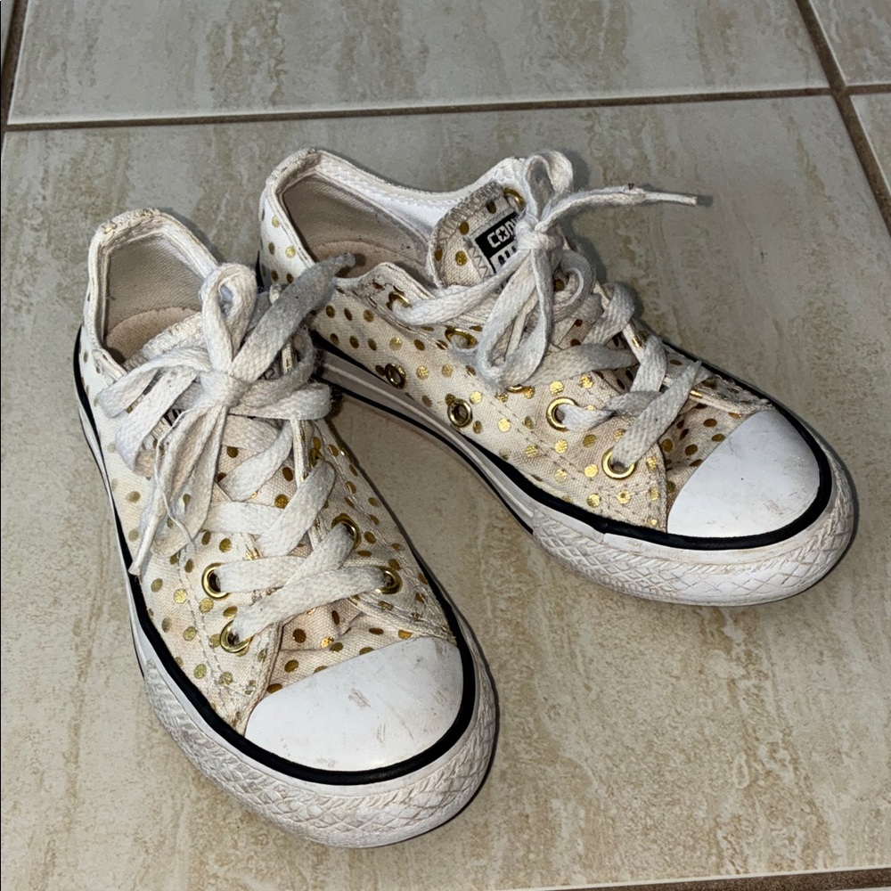 Converse White Gold Polka Dot Size 12
